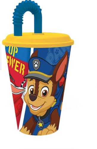 STOR Kelímek s brčkem 0,43 l Tlapková patrola / PAW PATROL, modrý