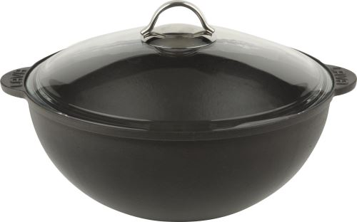 LAVA Pánev WOK litina 30 cm, 6 l, skleněná poklice