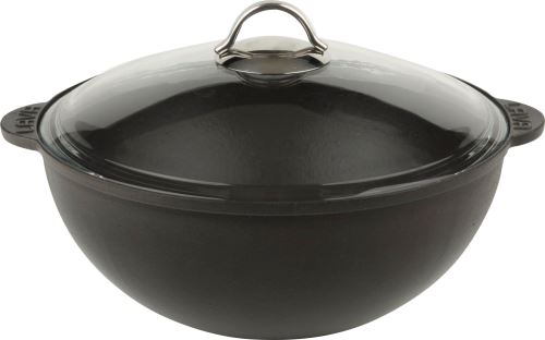 LAVA Pánev WOK litina 30 cm, 6 l, skleněná poklice