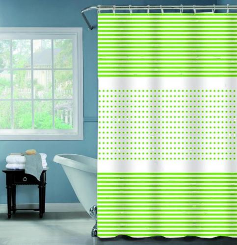 DURAMAT Koupelnový závěs dekor HWN11151-1, 180 x 200 cm, vinyl, zelený pruh