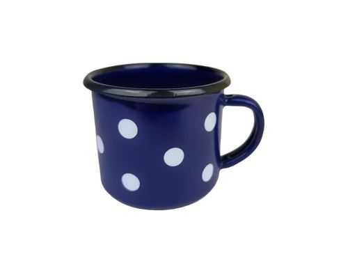 BELIS Hrnek 8 cm 0,35 l, modrý/bílý puntík, smalt