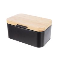 ORION Chlebovka 30 x 19,5 x v.14,5 cm BLACK, plech/bambus