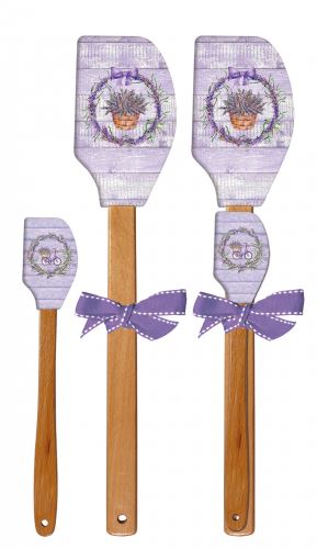 ALVARAK Stěrka kuchyňská 2 ks 32 + 21 cm, silikon/dřevo, levandule věnec/kolo