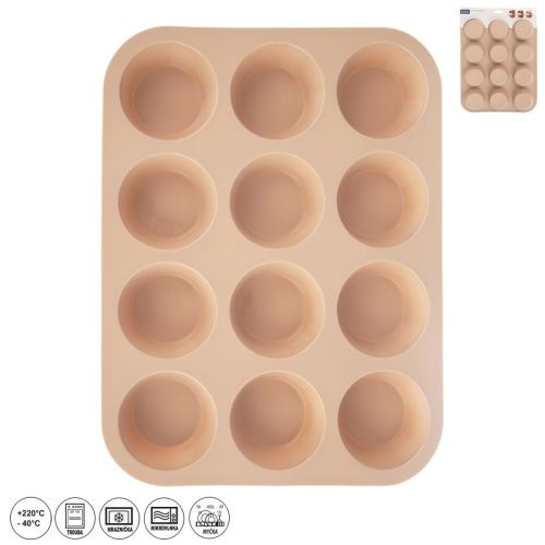 ORION Forma silikonová na muffiny 12 ks, 32,5 x 25 x 3 cm, béžová