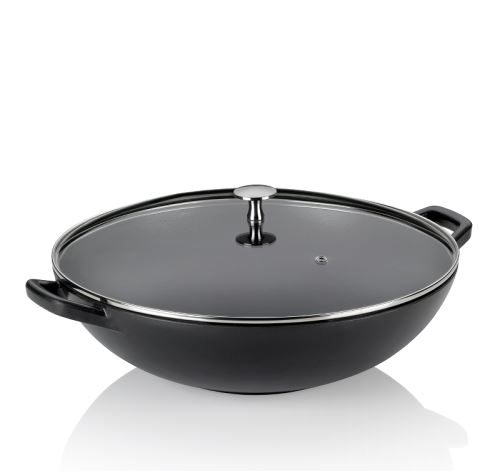 KELA Pánev Wok CALIDO BLACK 36 CM, 4 l, litina, černý