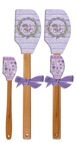 ALVARAK Stěrka kuchyňská 2 ks 32 + 21 cm, silikon/dřevo, levandule kolo/mix
