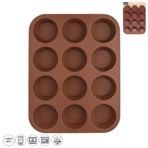 ORION Forma silikonová na muffiny 12 ks, 32,5 x 25 x 3 cm, hnědá