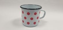 Hrnček 8 cm 0,4 l, biela / červená bodka