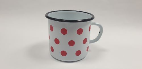 Hrnek 8 cm 0,4 l, bílý / červený puntík