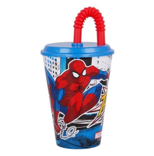 MARVEL Kelímek s brčkem 0,43 l SPIDERMAN