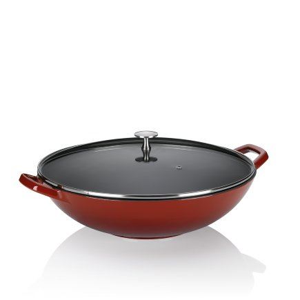 KELA Pánev Wok CALIDO BLACK 36 CM, 4 l, litina, červený