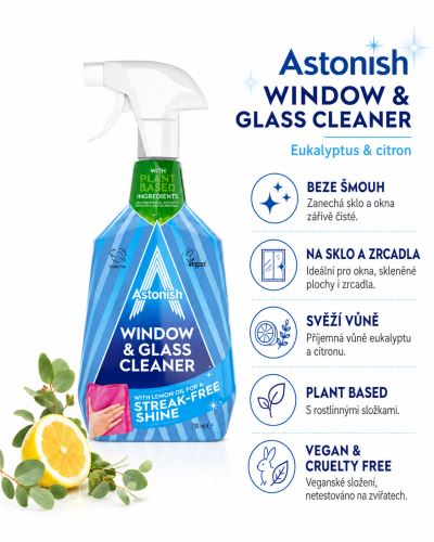 ASTONISH Čistič skel a oken 750 ml, eukalyptus & citron, C1690_0