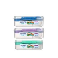 SISTEMA Svačinový box dělený To Go Bento Lunch s nádobou na jogurt a 2 tácky 1,65 l, fialová